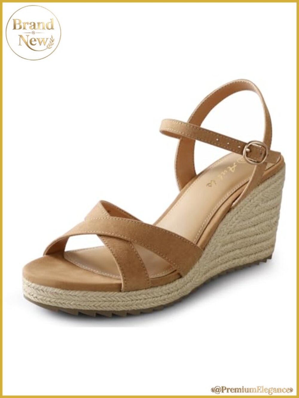 Wedge Sandals Open Toe Cross Band Ankle Strap High Heel Dressy Summer